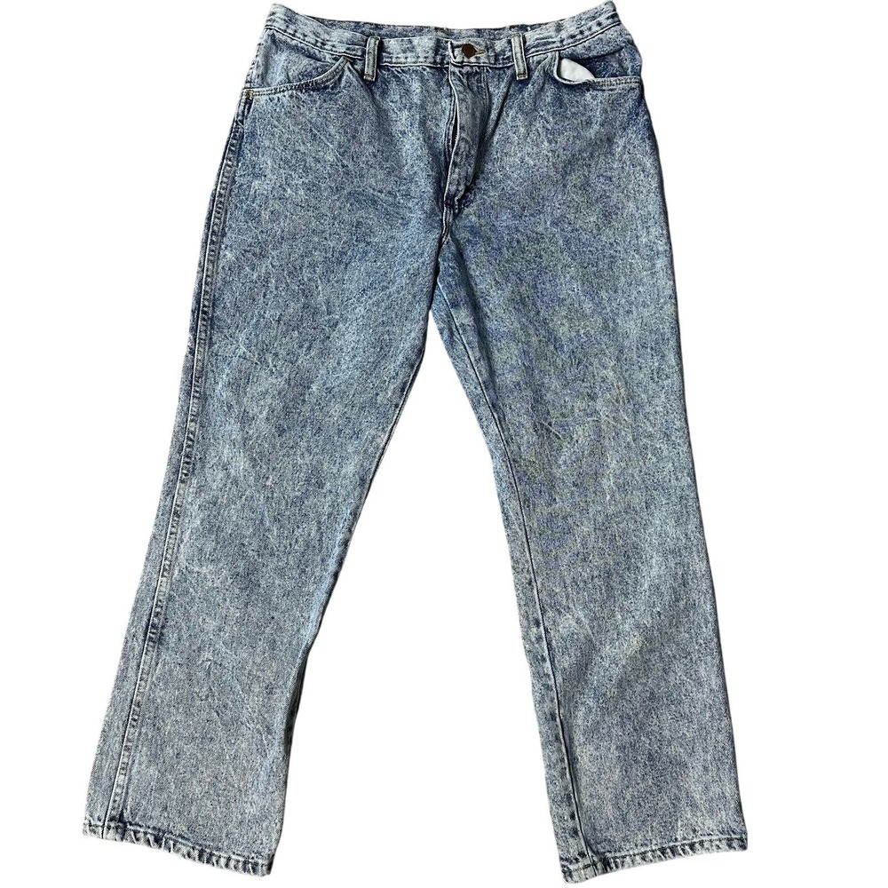 Rustler Mens Acid Wash Denim Jeans Straight Leg Vintage Size 38x30
